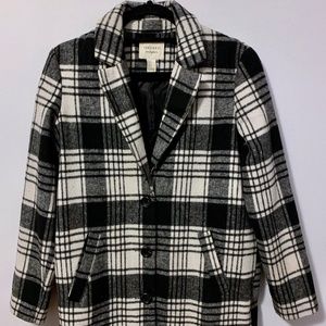 Black and White Plaid Coat